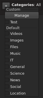 Categories menu